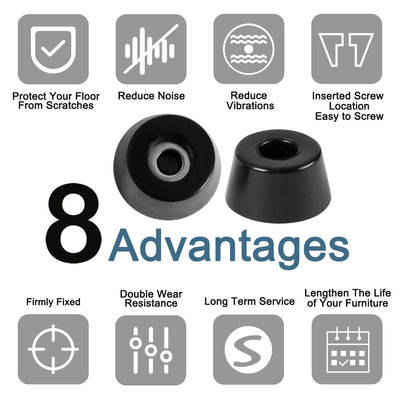 Harfington 12pcs Rubber Feet Bumpers Buffer Feet Furniture Table Cabinet Leg Pads Anti-slip with Metal Washer, D24x20xH13mm