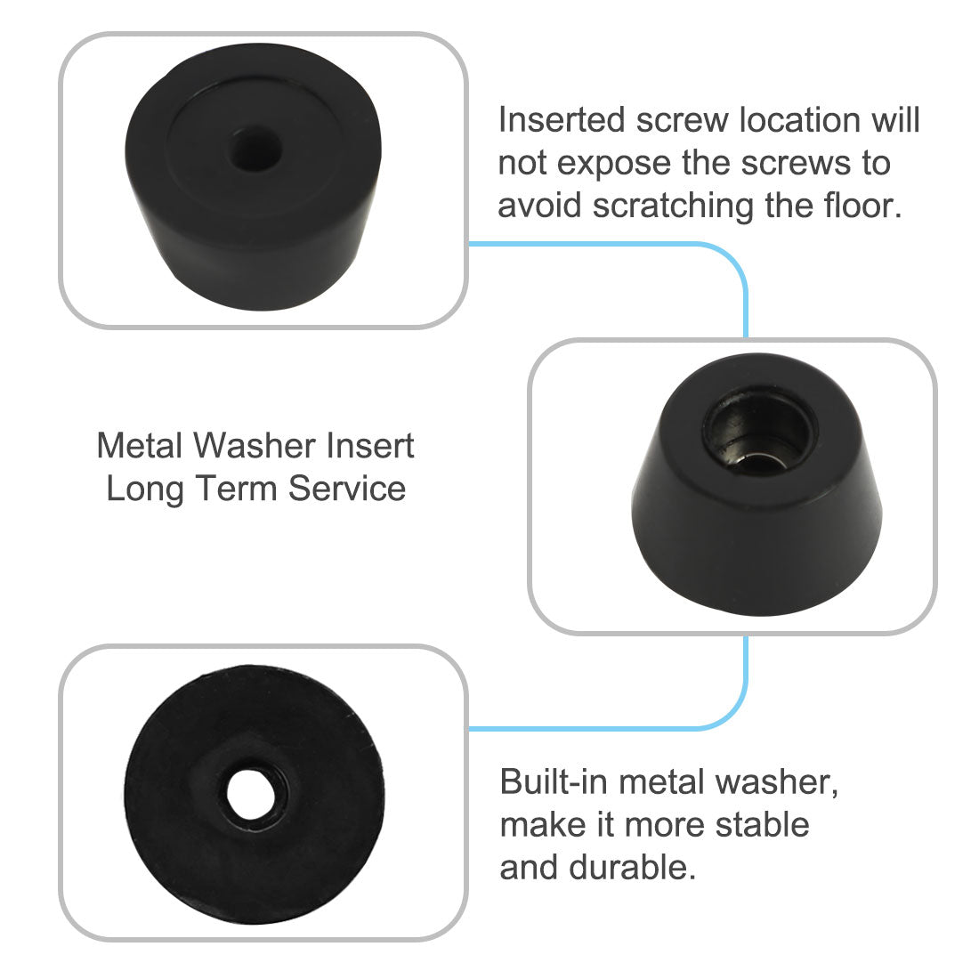 Harfington 16pcs Rubber Feet Bumper Buffer Cabinet Leg Pad Desk Protector with Metal Washer