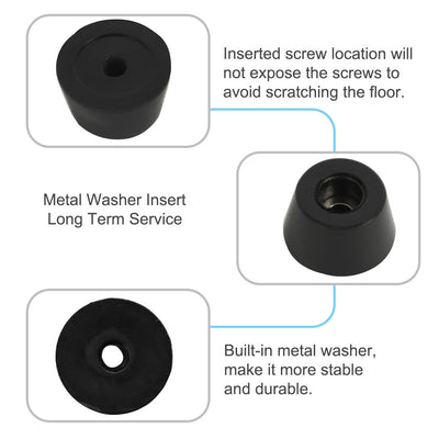 Harfington 16pcs Rubber Feet Bumper Buffer Cabinet Leg Pad Desk Protector with Metal Washer