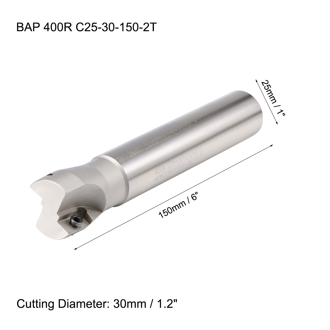 Harfington 1.2" x 6" Indexable End Mills 2 Flute 90 Degree BAP400R R0.8 for APMT1604 Insert