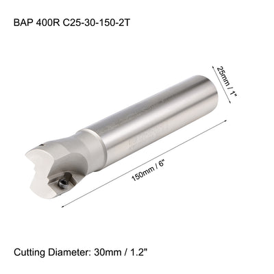 Harfington 1.2" x 6" Indexable End Mills 2 Flute 90 Degree BAP400R R0.8 for APMT1604 Insert