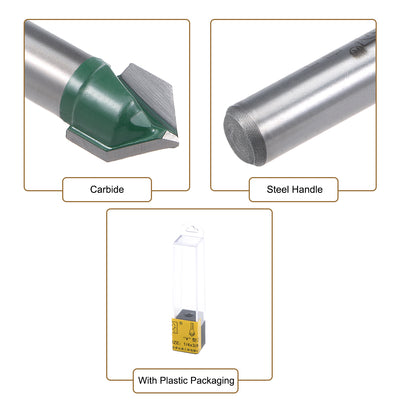 Harfington Router Bits 1/4 Shank 90 Degree V Type End Mill, Carbide for Woodworking Engraving Edge Trimmer