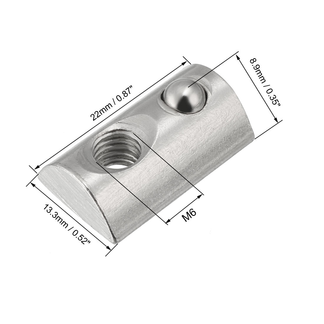 Harfington Roll-In Spring M6 T Nut, Roll Ball Elastic Nuts for 4040 Series Aluminum Extrusion Profile, 12 Pcs