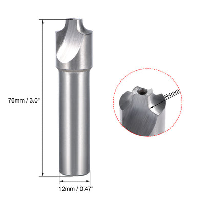 Harfington HSS-Al Corner Rounding End Mill Cutter 4 Flutes with 4mm Radius, 12mm Shank