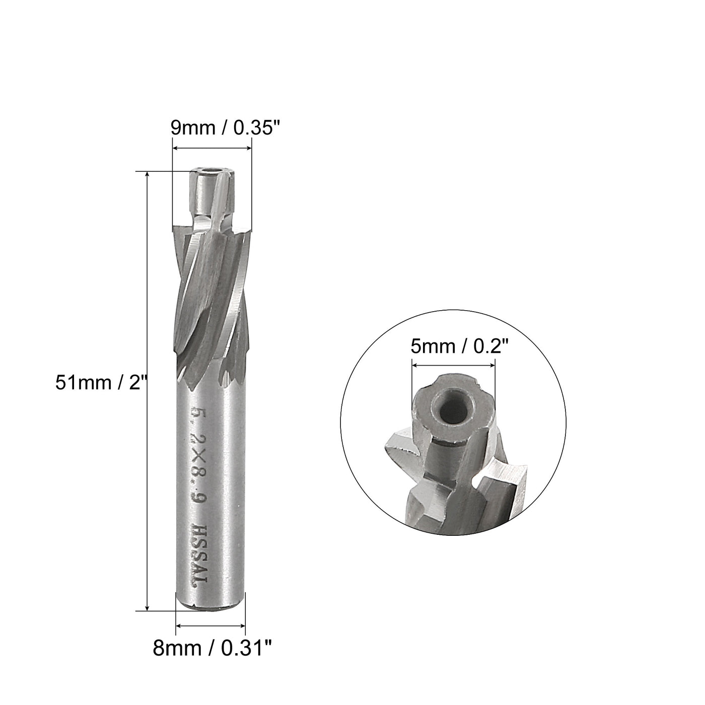 Harfington HSSAL Cobalt Counterbore End Mill Cap Screws Expand Holes 4 Flutes, 5 x 9mm