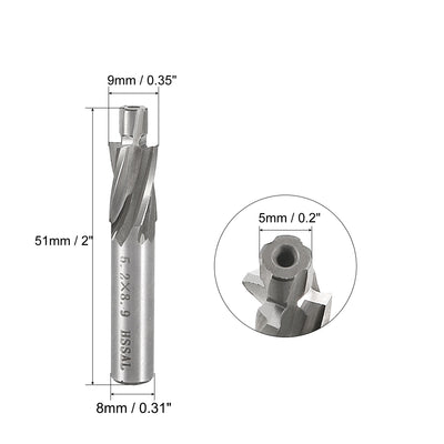 Harfington HSSAL Cobalt Counterbore End Mill Cap Screws Expand Holes 4 Flutes, 5 x 9mm