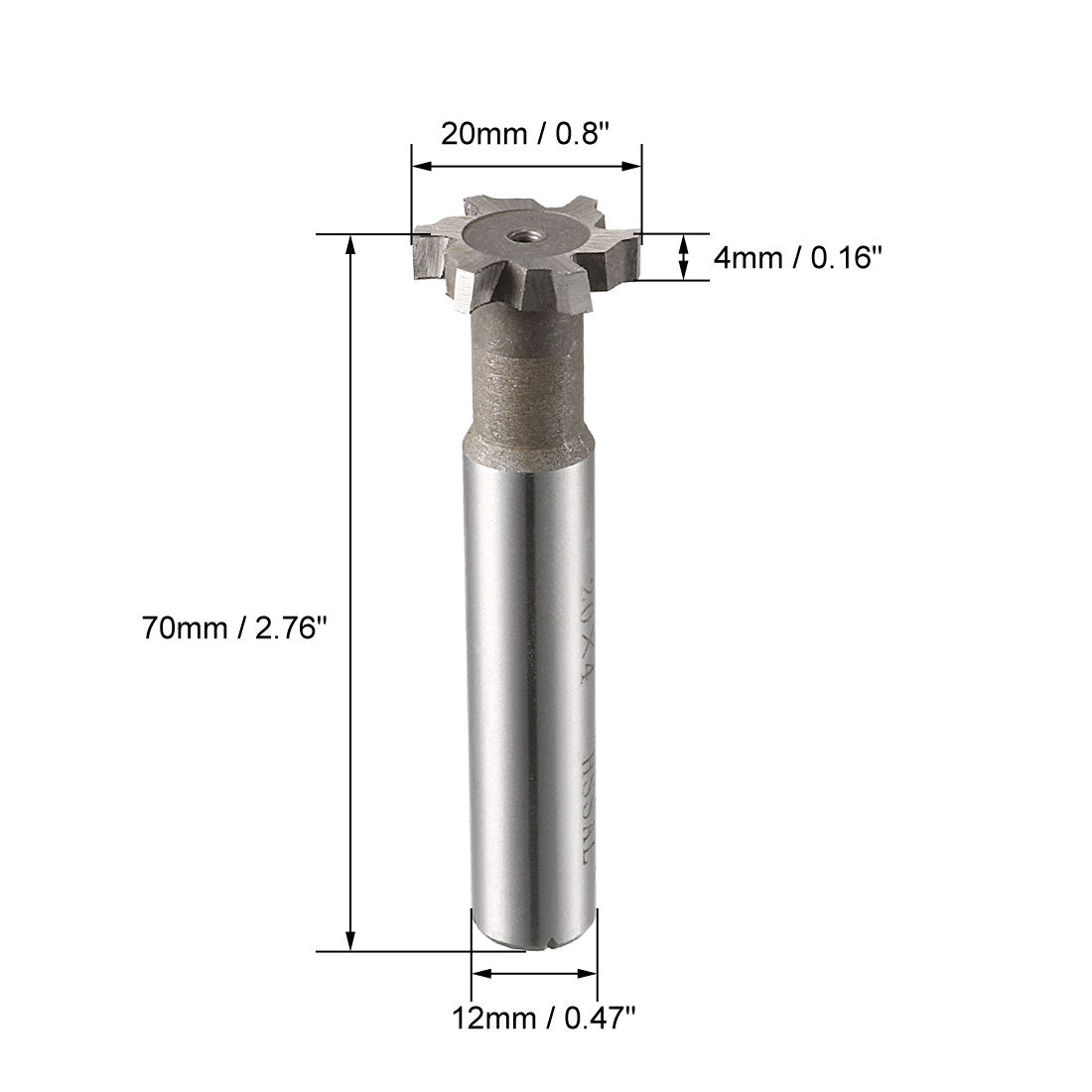 Harfington HSS-Al T Slot End Mill Milling Cutter 6 Flutes 20mm Cutting Dia 4mm Depth