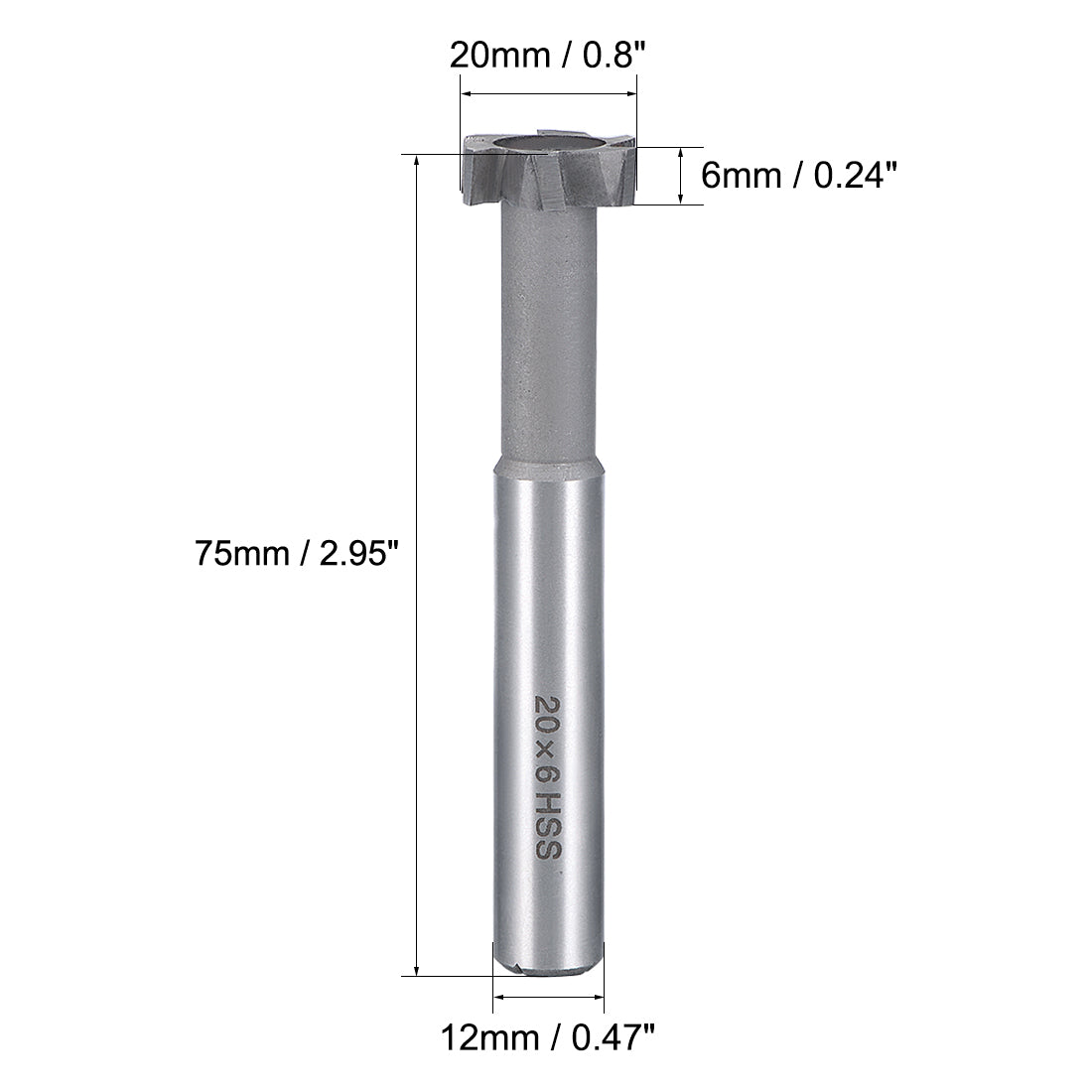 Harfington HSSAL T Slot End Mill Milling Cutter 6 Flutes