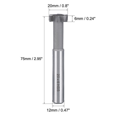 Harfington HSSAL T Slot End Mill Milling Cutter 6 Flutes