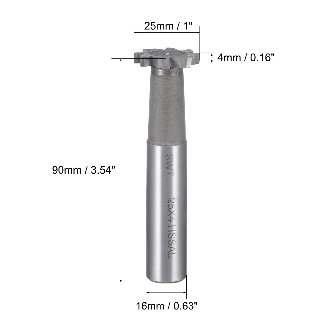 Harfington HSS-Al T Slot End Mill Milling Cutter 8 Flutes 25mm Cutting Dia 4mm Depth