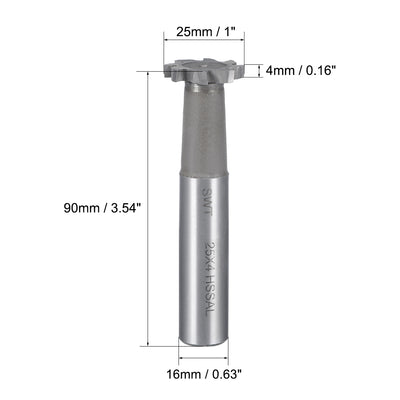 Harfington HSS-Al T Slot End Mill Milling Cutter 8 Flutes 25mm Cutting Dia 4mm Depth