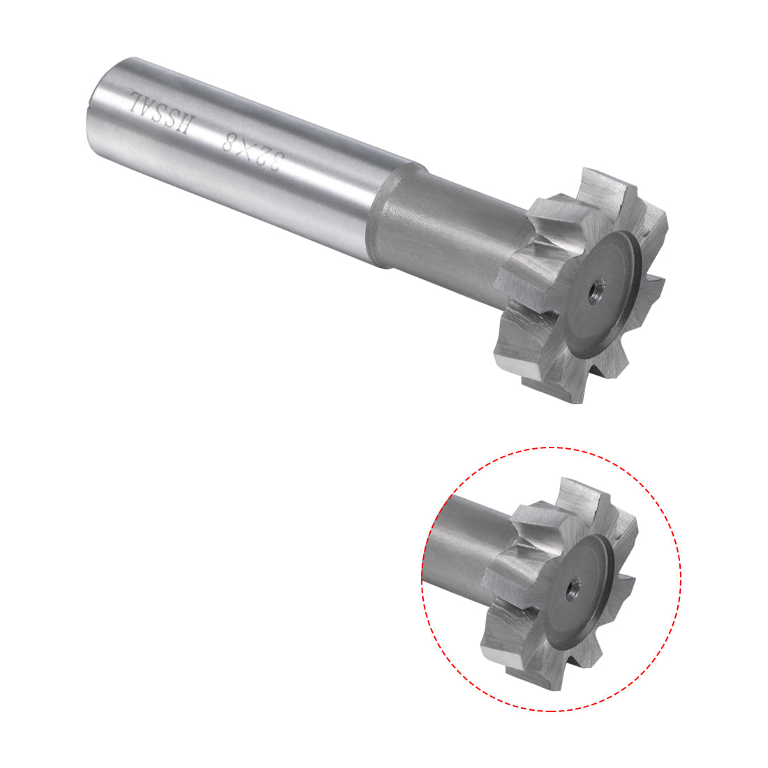 Harfington HSSAL T Slot End Mill Milling Cutter 8 Flutes 32mm Cutting Dia 8mm Depth