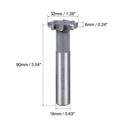 Harfington HSSAL T Slot End Mill Milling Cutter 8 Flutes 32mm Cutting Dia 6mm Depth