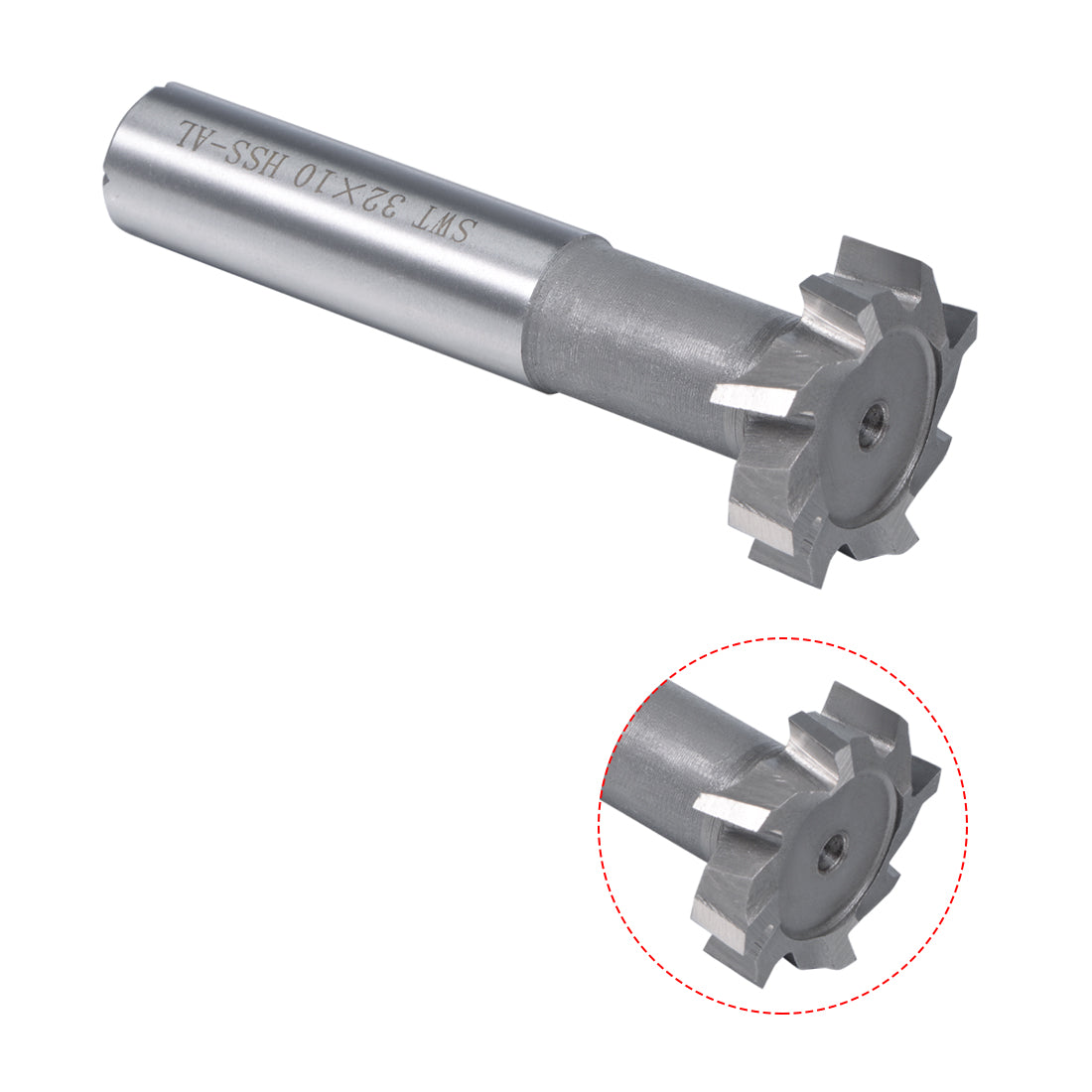 Harfington HSSAL T Slot End Mill Milling Cutter 8 Flutes 32mm Cutting Dia 10mm Depth