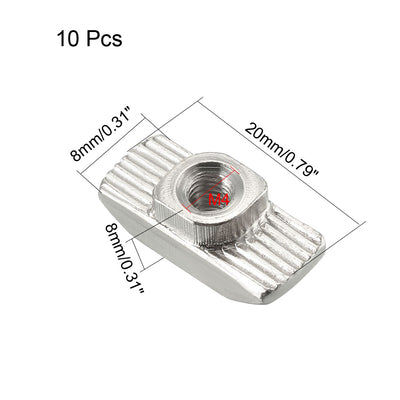 Harfington Sliding T Slot Nuts,  Half Round Roll In T-Nut for 4040 Series Aluminum Extrusion Profile, Carbon Steel Nickel-plated, 10 Pcs