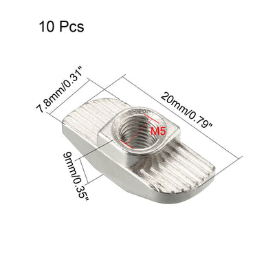 Harfington Sliding T Slot Nuts,  Half Round Roll In T-Nut for 4040 Series Aluminum Extrusion Profile, Carbon Steel Nickel-plated, 10 Pcs