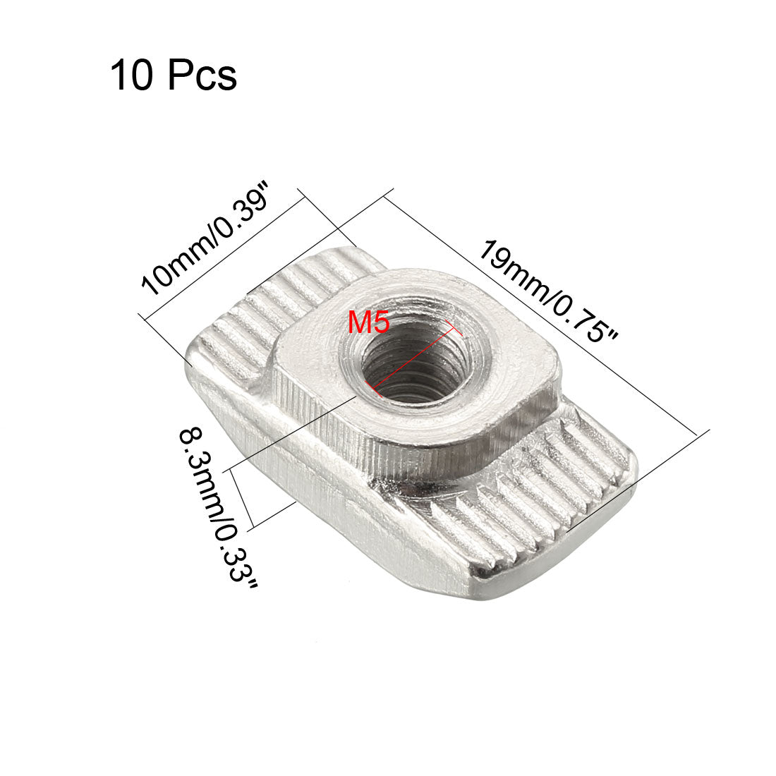 Harfington Sliding T Slot Nuts,  Half Round Roll In T-Nut for 4545 Series Aluminum Extrusion Profile, Carbon Steel Nickel-plated, 10 Pcs