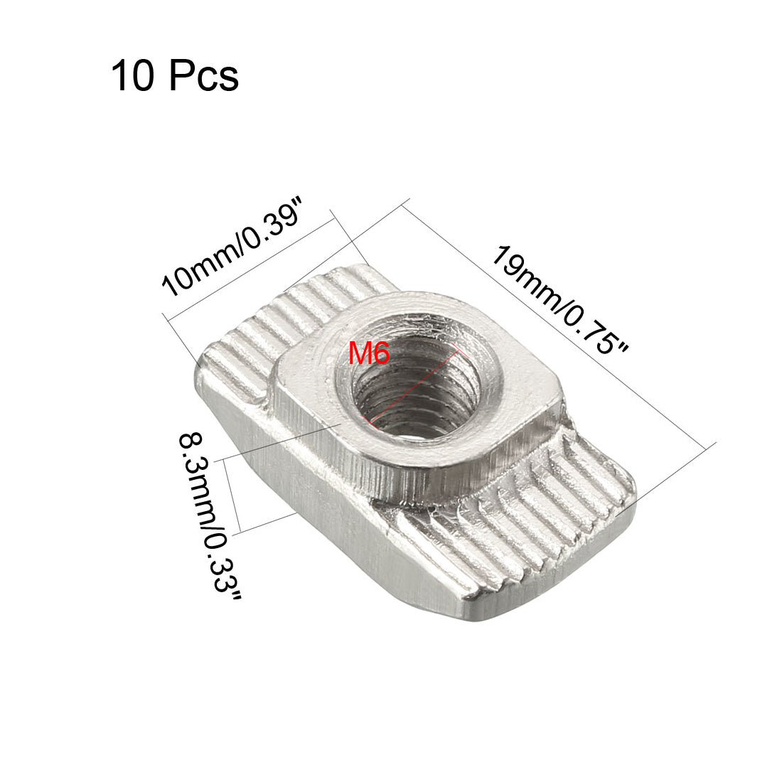 Harfington Sliding T Slot Nuts,  Half Round Roll In T-Nut for 4545 Series Aluminum Extrusion Profile, Carbon Steel Nickel-plated, 10 Pcs
