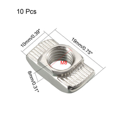 Harfington Sliding T Slot Nuts,  Half Round Roll In T-Nut for 4545 Series Aluminum Extrusion Profile, Carbon Steel Nickel-plated, 10 Pcs