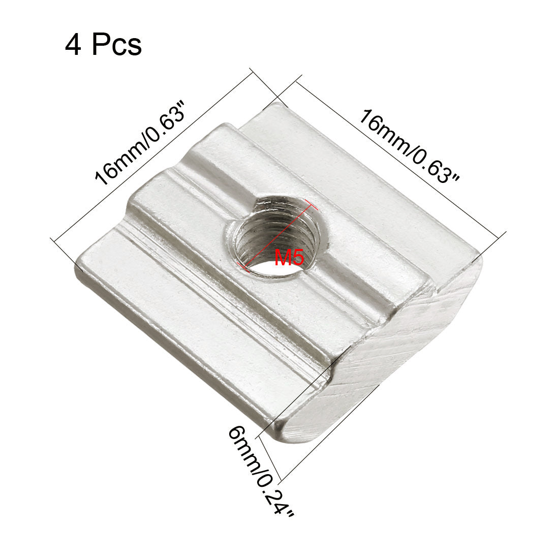 Harfington Slide in T-Nut,  Threaded for 3030 Series Aluminum Extrusions Profile 4 Pcs