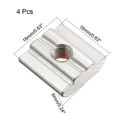 Harfington Slide in T-Nut,  Threaded for 3030 Series Aluminum Extrusions Profile 4 Pcs