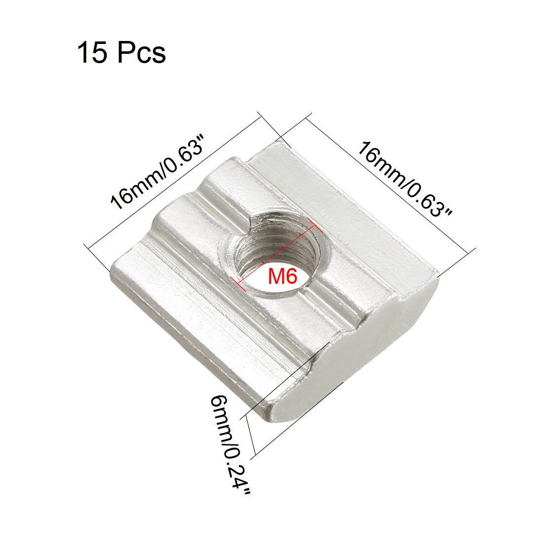 Harfington Slide in T-Nut,  Threaded for 3030 Series Aluminum Extrusions Profile 15 Pcs