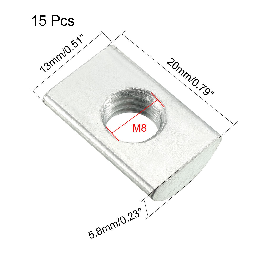 Harfington M8 Half Round Roll-in Nut for 4040 Series Aluminum Extrusions Profile 15pcs