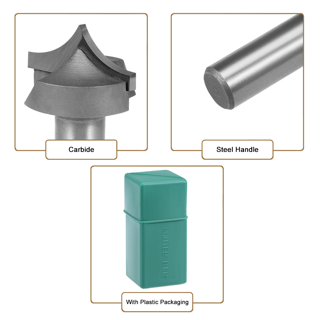 Harfington Router Bit 1/2 Shank 1-1/4 inch Dia Tapered End Mill, Carbide for Woodworking Engraving Machine Edge Trimmer 31.2mm Cutting Dia