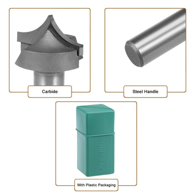 Harfington Router Bit 1/2 Shank 1-1/4 inch Dia Tapered End Mill, Carbide for Woodworking Engraving Machine Edge Trimmer 31.2mm Cutting Dia