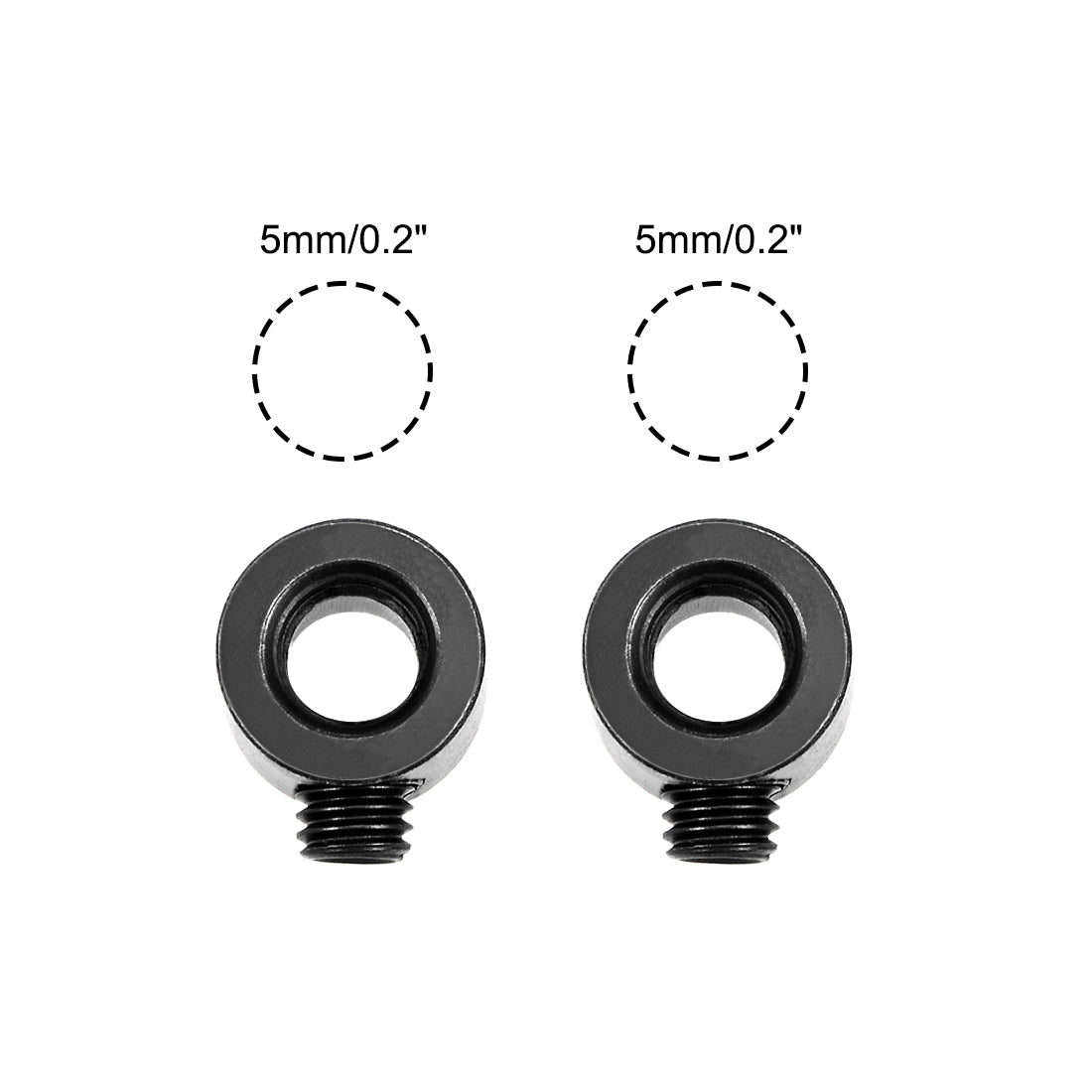 Harfington Drill Stop  Set 5mm I.D. with Hex Wrench Carbon Steel for Set Screws Chuck Woodworking Drill Bits Depth Holder Black 2pcs
