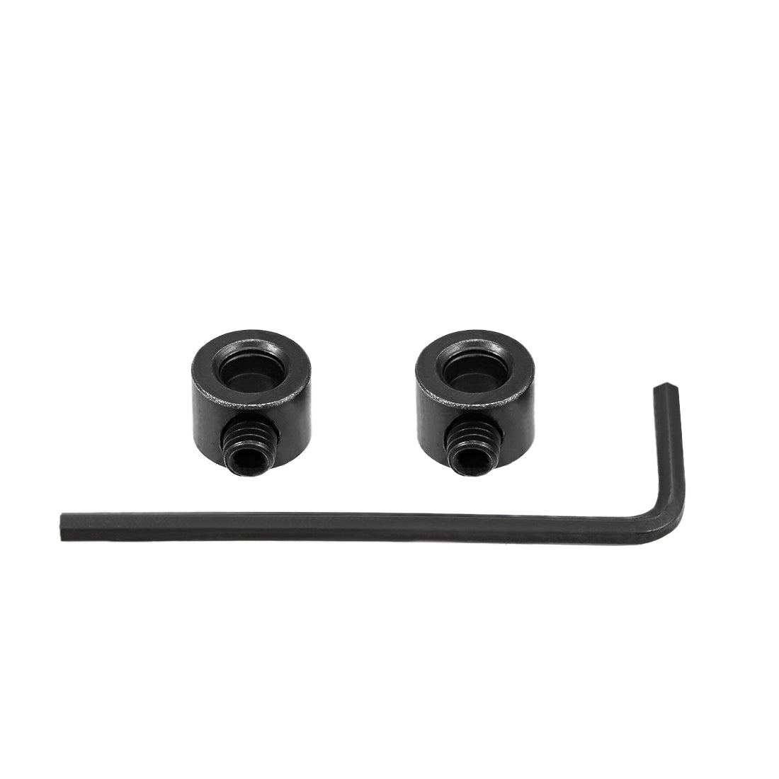 Harfington Drill Stop  Set 5mm I.D. with Hex Wrench Carbon Steel for Set Screws Chuck Woodworking Drill Bits Depth Holder Black 2pcs