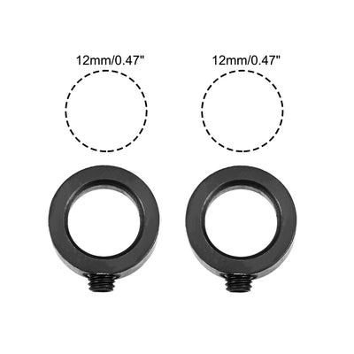 Harfington 12mm Bore Drill Stop, Drill Bit Depth Holder, Set Screw Style, One Piece, Black Oxide Carbon Steel, Pack of 2
