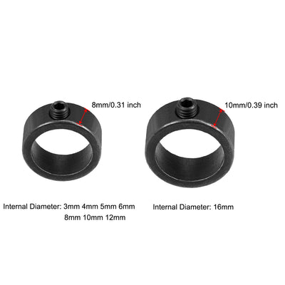 Harfington Drill Stop  Set 3mm 4mm 5mm 6mm 8mm 10mm 12mm 16mm I.D. with Hex Wrench Carbon Steel for Set Screws Chuck Woodworking Drill Bits Depth Holder