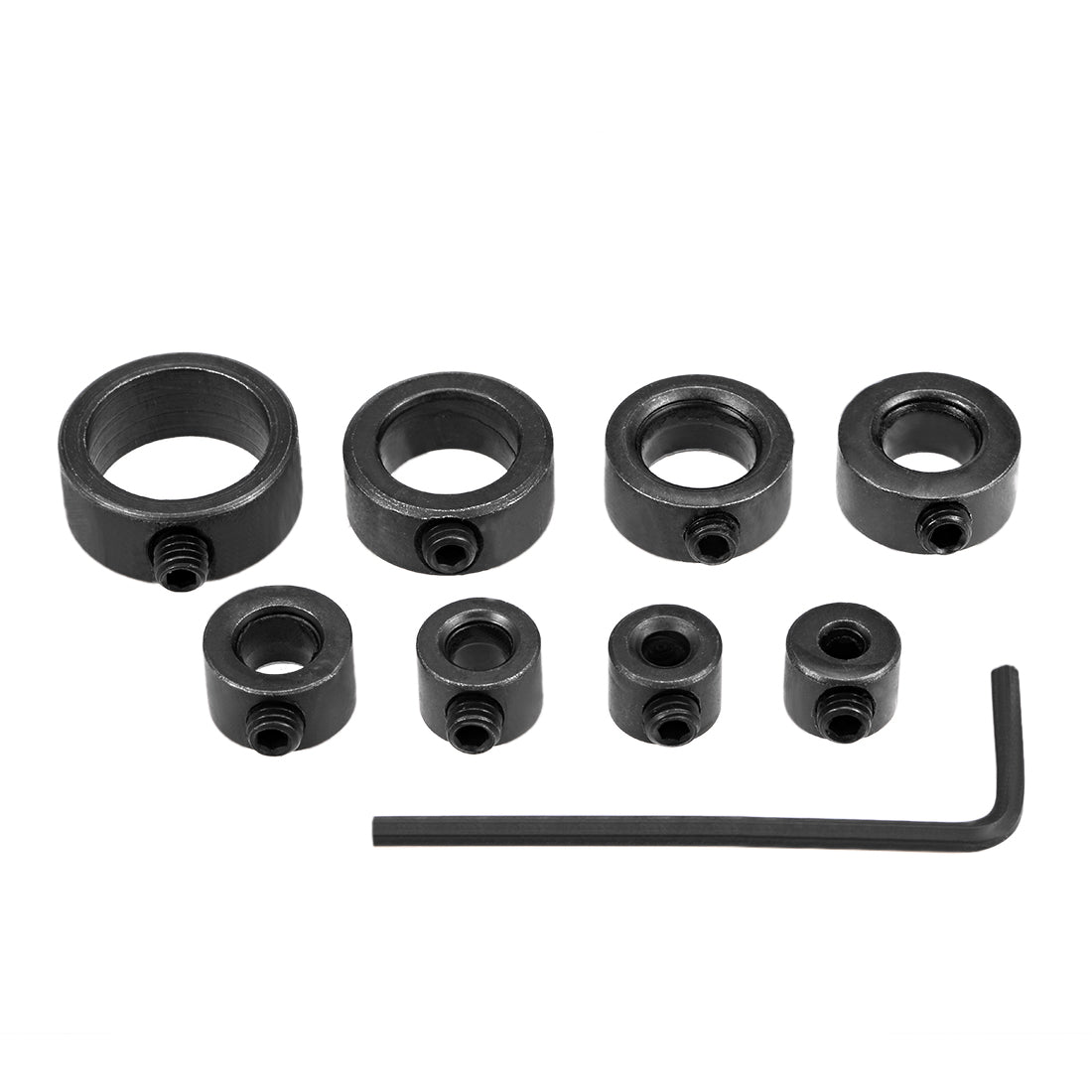 Harfington Drill Stop  Set 3mm 4mm 5mm 6mm 8mm 10mm 12mm 16mm I.D. with Hex Wrench Carbon Steel for Set Screws Chuck Woodworking Drill Bits Depth Holder