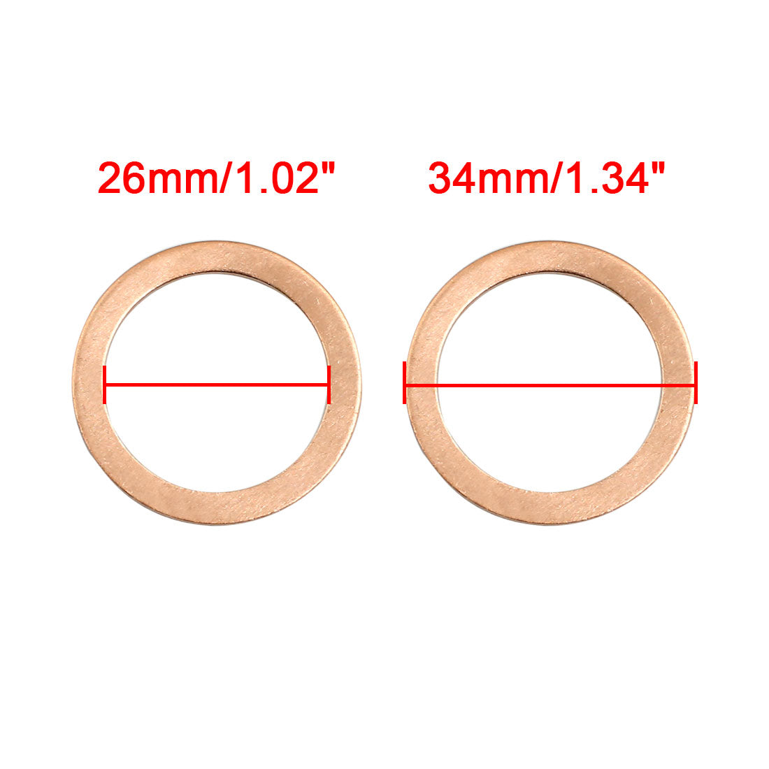 Harfington 5 Pcs 26mm Inner Diameter Copper Washers Flat Sealing Gasket Rings Fitting