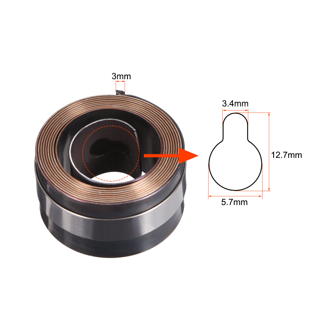 Harfington Drill Press Spring Quill Feed Return Coil Spring Blackening 1400mm 44x25x0.7mm