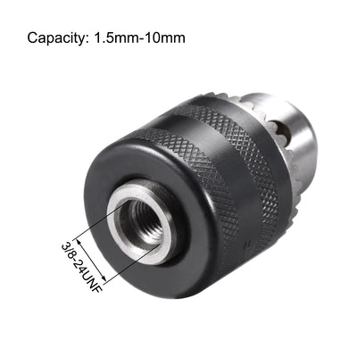 Harfington Drill Chucks, 1.5-10mm Capacity 3/8-24 UNF Threaded with Chuck Key for Electric Impact Corded Cordless Drill