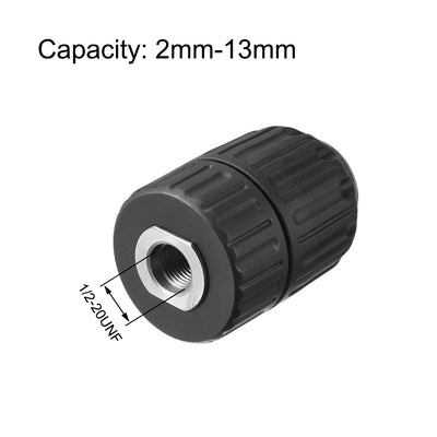 Harfington Drill Chuck , 1/2inch Keyless Drill Chuck Conversion Adapter Tools for 1/2inch-20UNF Mount to Hold 2-13mm Drill Bits