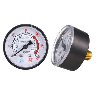 Harfington 0-180 Psi/0-12 Bar Dual Scale , 1.8" Dial , 1/4 NPT Male Center Back Mount