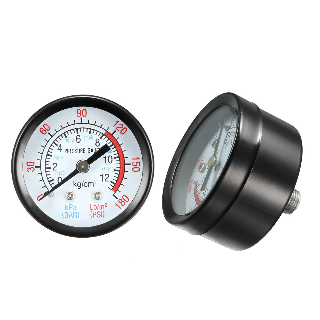 Harfington 0-180 Psi/0-12 Bar Dual Scale , 1.8" Dial , 1/4" NPT Male Center Back Mount 3pcs