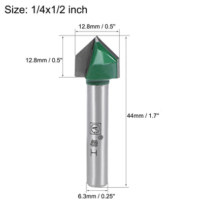 Harfington Router Bits 1/4 Shank 1/2 Dia 90 Degree V-Groove End Mill Titanium Steel for CNC Woodworking Engraving Edge Trimmer