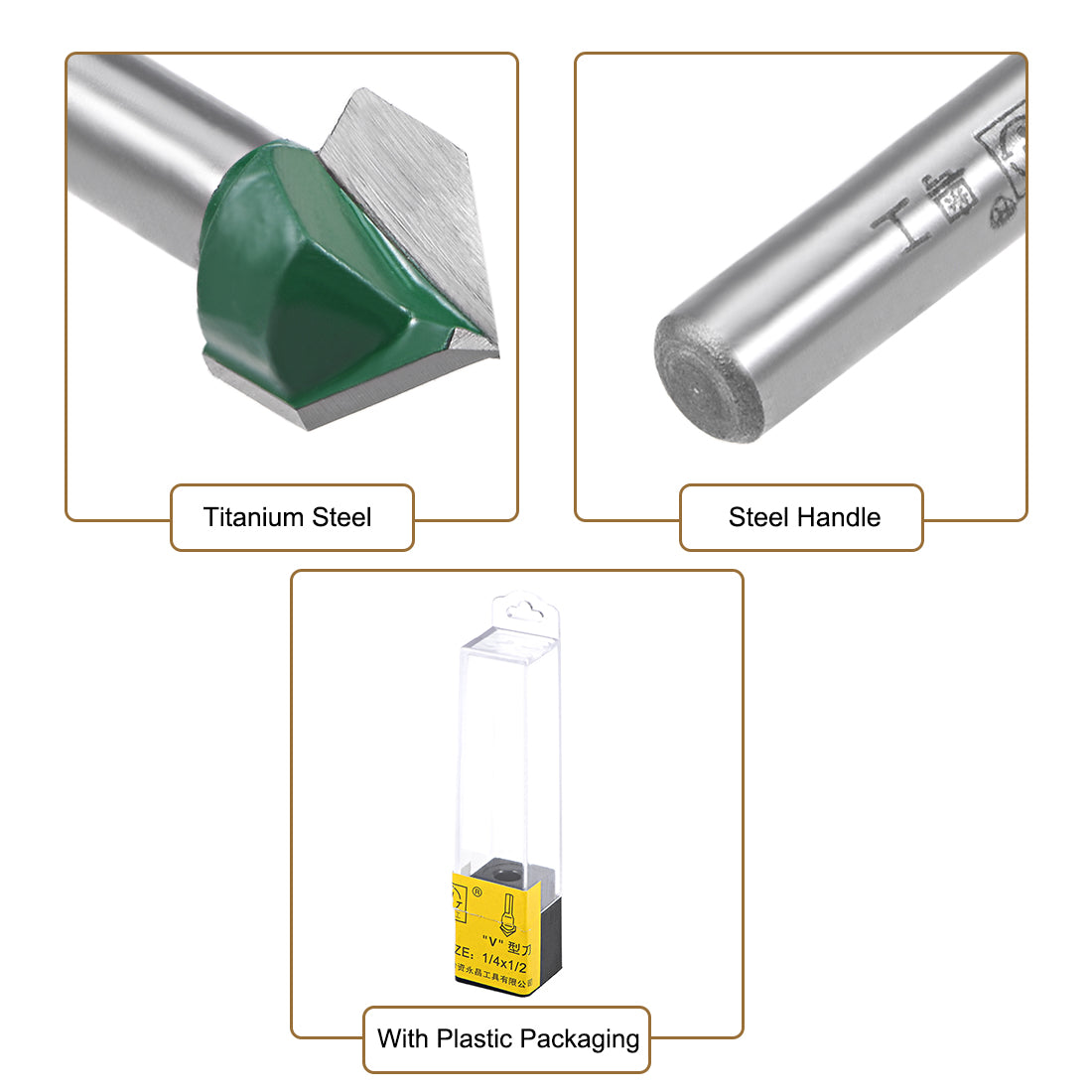 Harfington Router Bits 1/4 Shank 1/2 Dia 90 Degree V-Groove End Mill Titanium Steel for CNC Woodworking Engraving Edge Trimmer