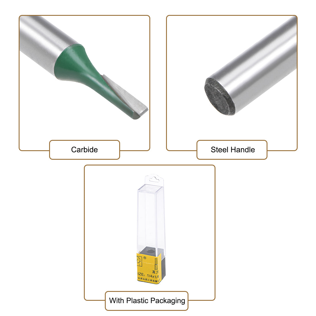 Harfington Router Bit 1/4 Shank 1/8" Cutting Dia. Straight Flute Carbide for Woodworking Milling Cutter Tool 2pcs