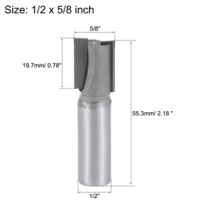 Harfington Router Bit 1/2 Shank 5/8 inch Cutting Dia. 2 Straight Flutes HSS for Woodworking Milling Cutter Tool