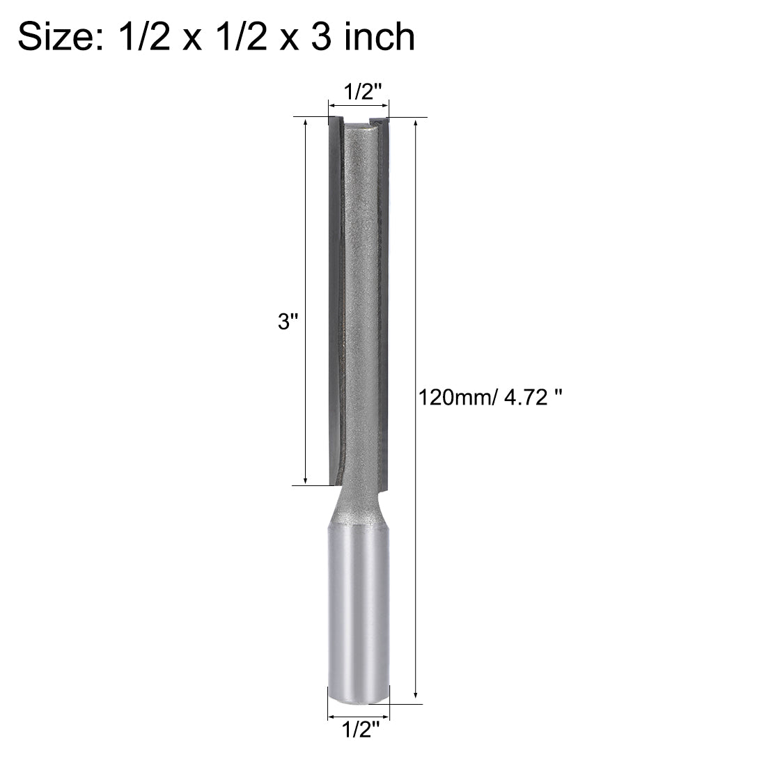 Harfington Router Bit 1/2 Shank 1/2 inch Cutting Dia. 3 inch Depth 2 Straight Flutes HSS for Woodworking Milling Cutter Tool