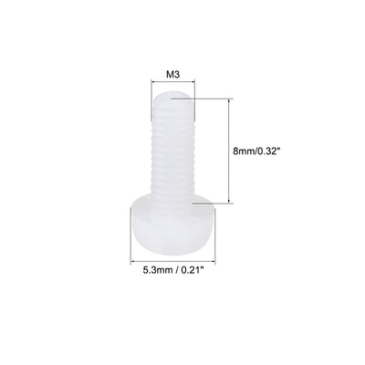 Harfington Threaded Nylon Phillips Cross Pan Head Machine Screws Bolts 20Pcs