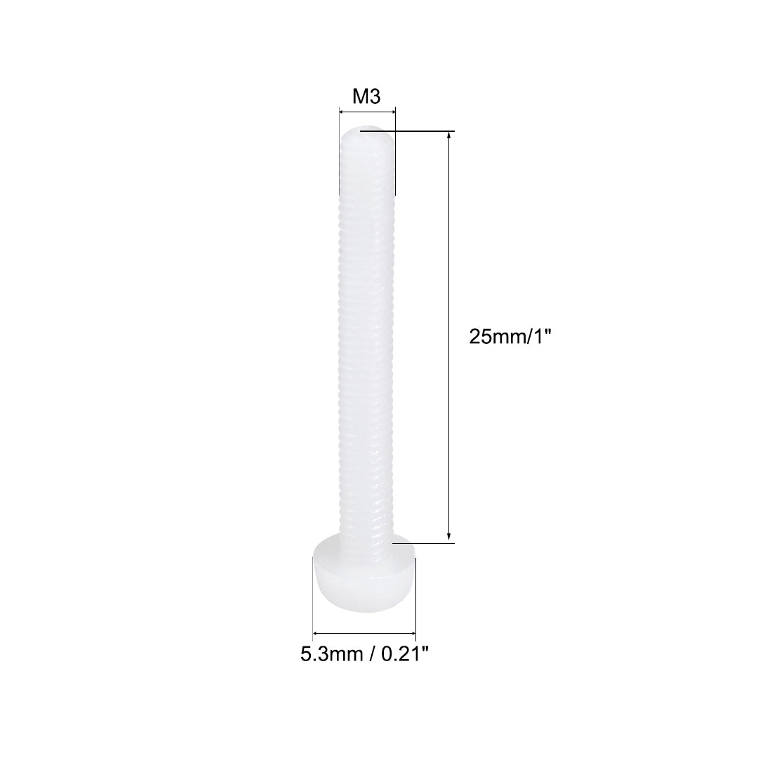 Harfington Threaded Nylon Phillips Cross Pan Head Machine Screws Bolts 20Pcs