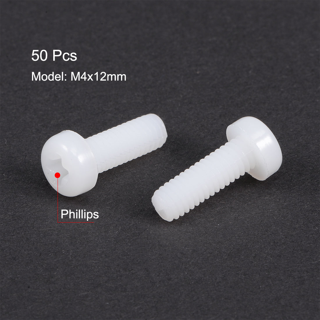 Harfington 50Pcs Nylon Phillips Machine Screws Bolts