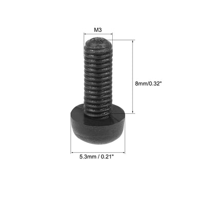 Harfington M3x8mm Threaded Nylon Phillips Cross Pan Head Machine Screws Bolts Black 50Pcs