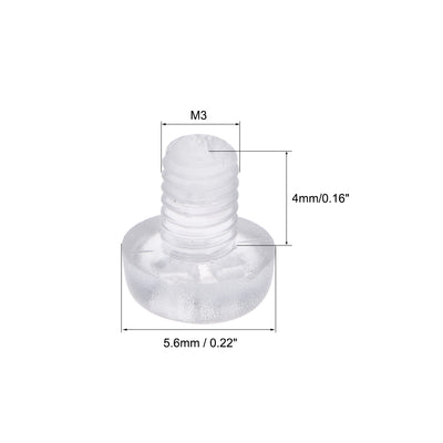 Harfington M3x4mm Plastic Screws PC Transparent Acrylic Phillips Cross Pan Hand Tighten Screw 20Pcs